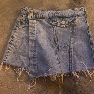 Girl blue Jean skort with jagged bottom button flap size 8